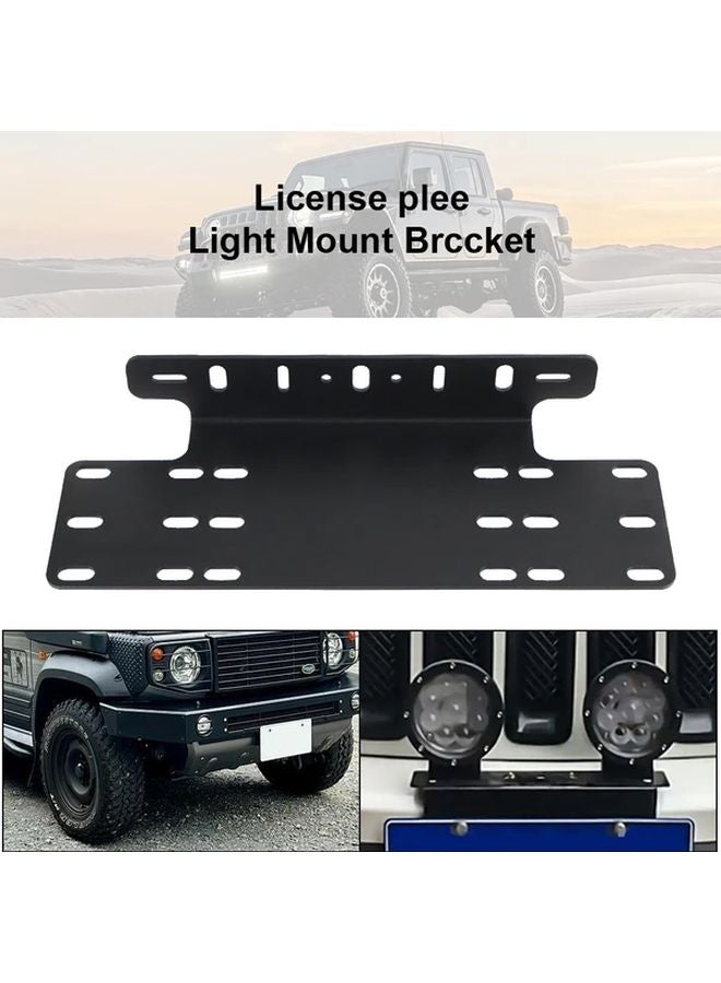 Black Front Bumper License Plate Mount Bracket for LED Light Bar SUV Lamp Holder - Image 1